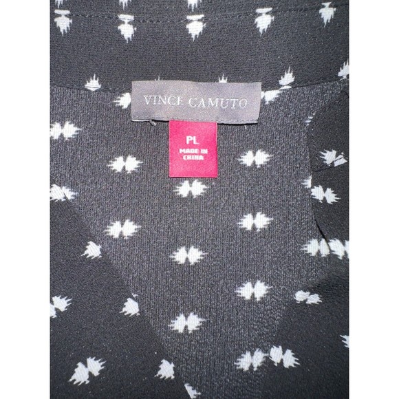 Vince Camuto Women's Long Sleeve V-Neck Top Blouse Black and White Size PL - Picture 9 of 9